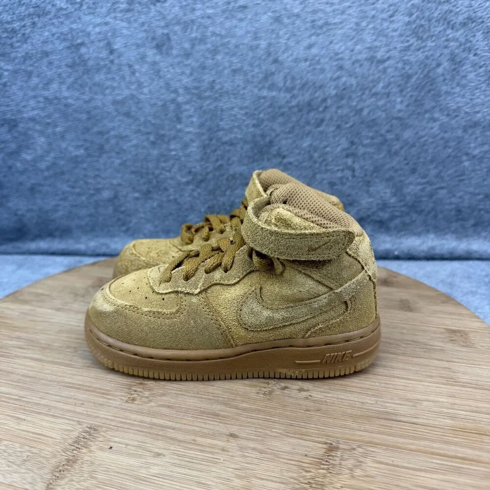 Nike Air Force 1 Mid Shoes Boys Toddler Size 8C Brown Suede Sneakers 859338-701